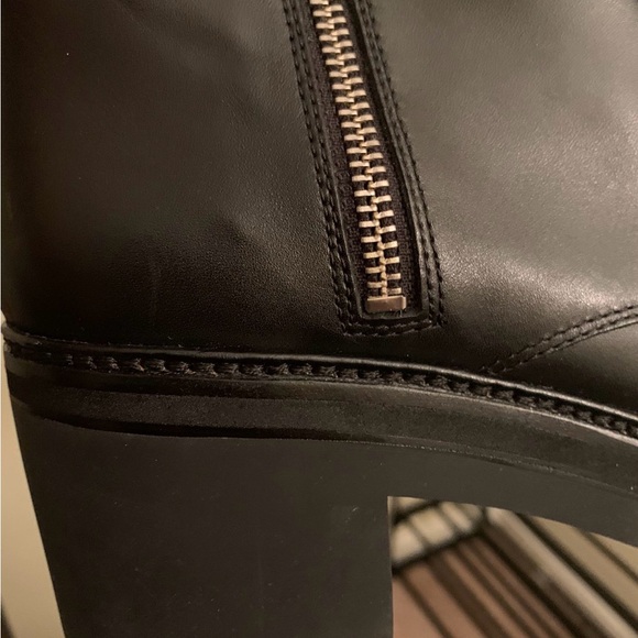 **Pre-Loved** Michael Kors Black Leather Combat Boots with Silver Accents - Picture 5 of 8